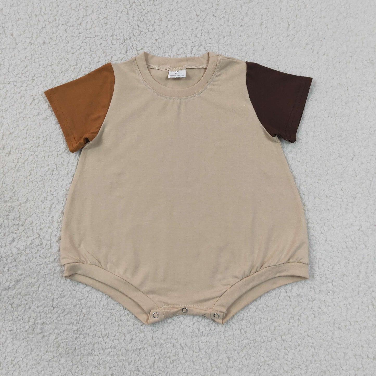 SR4157 Khaki Patchwork Short Sleeve Boys Bubble Romper 202606 RTS
