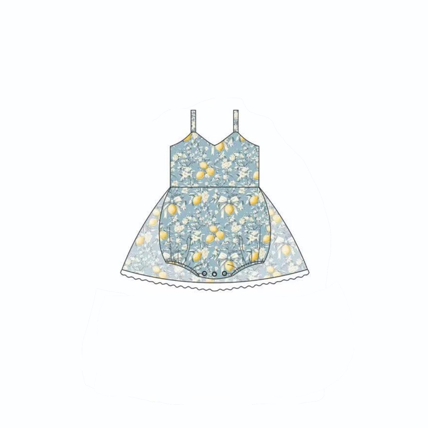 MOQ 5 PCS preorder SR4164 Lemon Bows Flower Sleeveless Girls Bubble Romper 202603