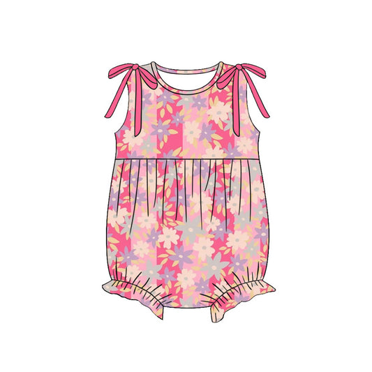 MOQ 5 PCS preorder SR4169 Flower Stripe Rose Red Bows Sleeveless Girls Bubble Romper 202604
