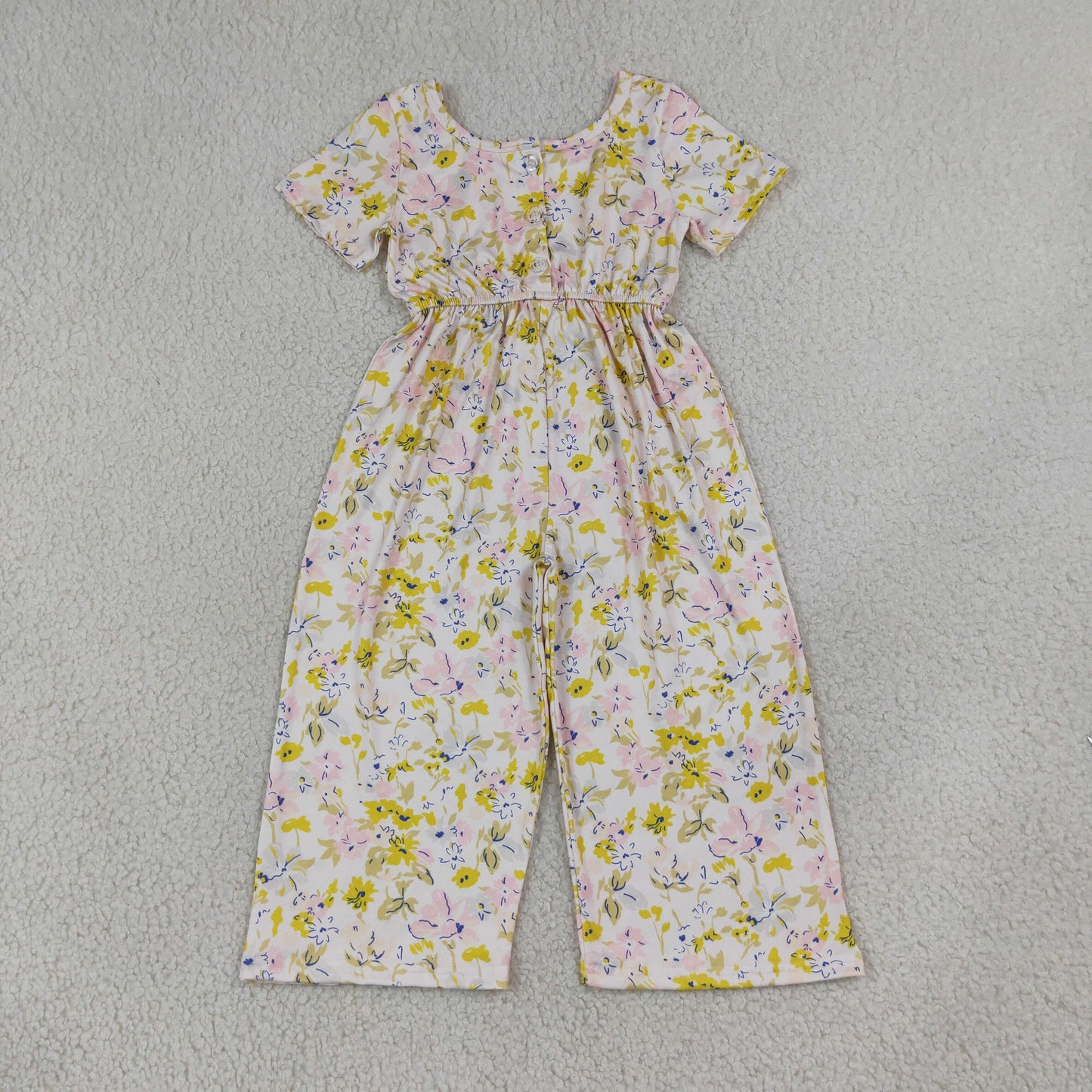 SR4196 Flower Leaf Short Sleeve Girls Overalls Jumpsuits 202607 RTS
