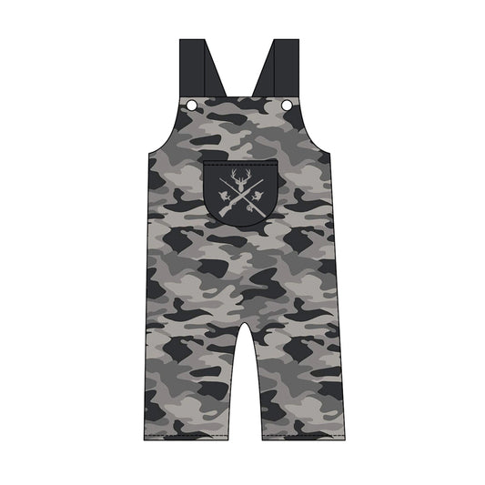 MOQ 5 PCS Preorder SR4226 Deer Hunting Camouflage Dark Gray Sleeveless Boys Overalls Jumpsuits 202604