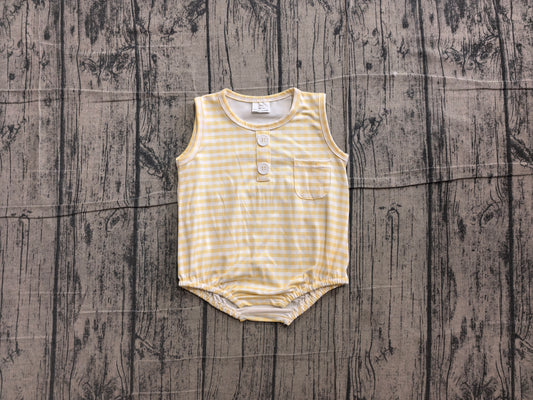 NO MOQ preorder SR4236 Yellow Plaid Sleeveless Boys Bubble Romper 202606