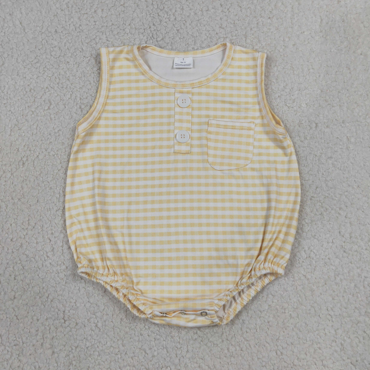 SR4236 Yellow Plaid Sleeveless Boys Bubble Romper 202607 RTS