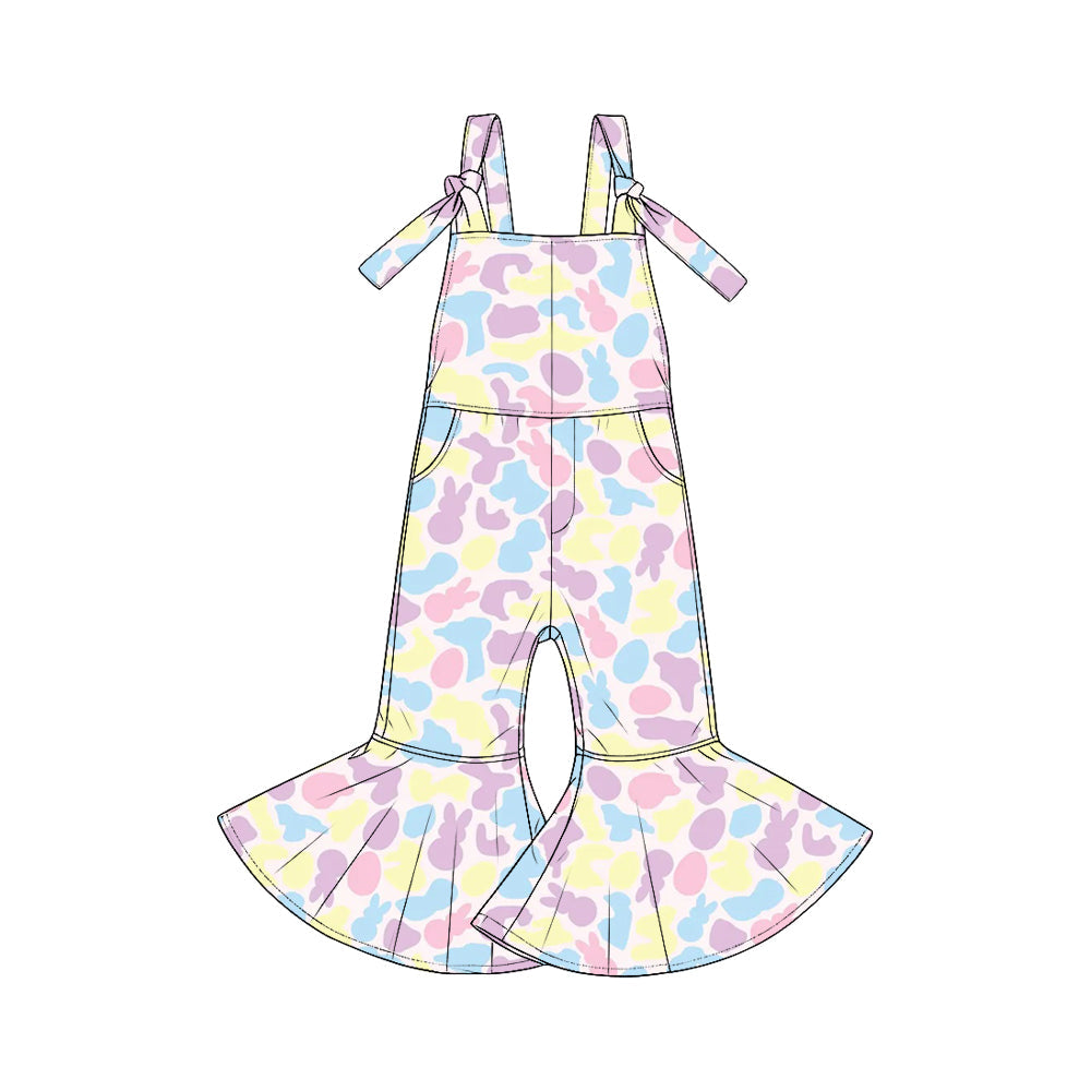 Preorder MOQ 5 pcs SR4299 Easter Bunny Eggs Girl's Jumpsuit 202609
