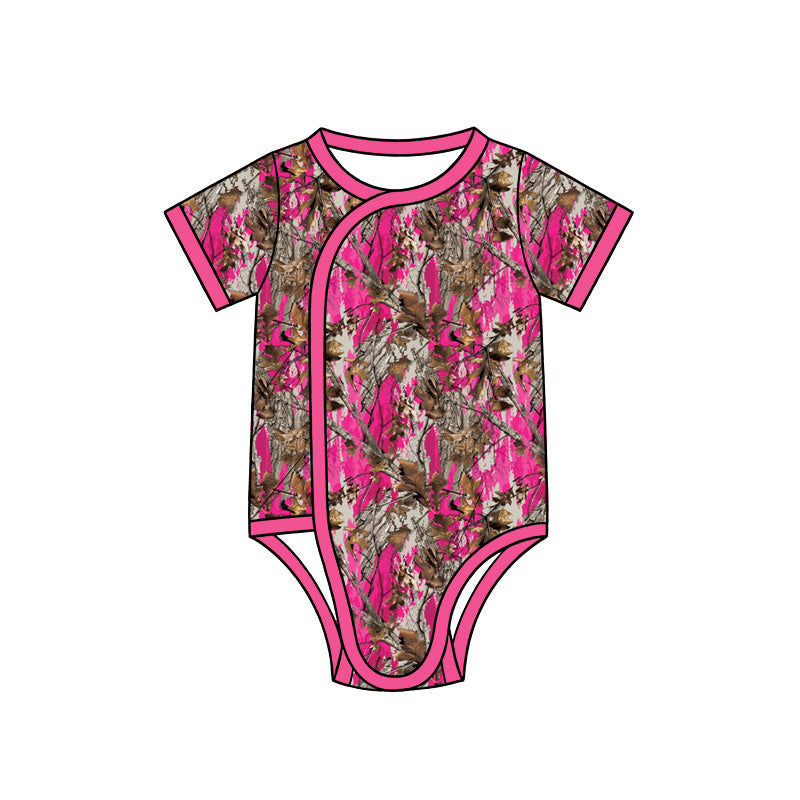 Preorder MOQ 5 pcs Each Style Hunting Leaves Camo Baby Girls Side Snap Romper Kids Matching Clothes