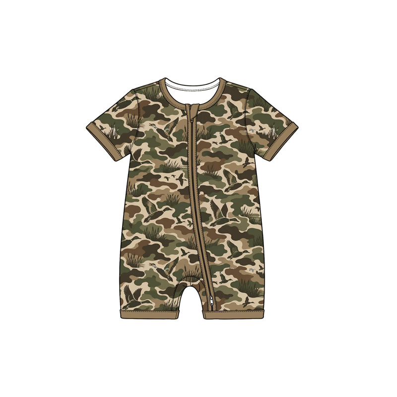 Preorder MOQ 5 pcs SR4362 Hunting Camo Duck Baby Sleepers Romper