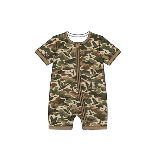 Preorder MOQ 5 pcs SR4362 Hunting Camo Duck Baby Sleepers Romper