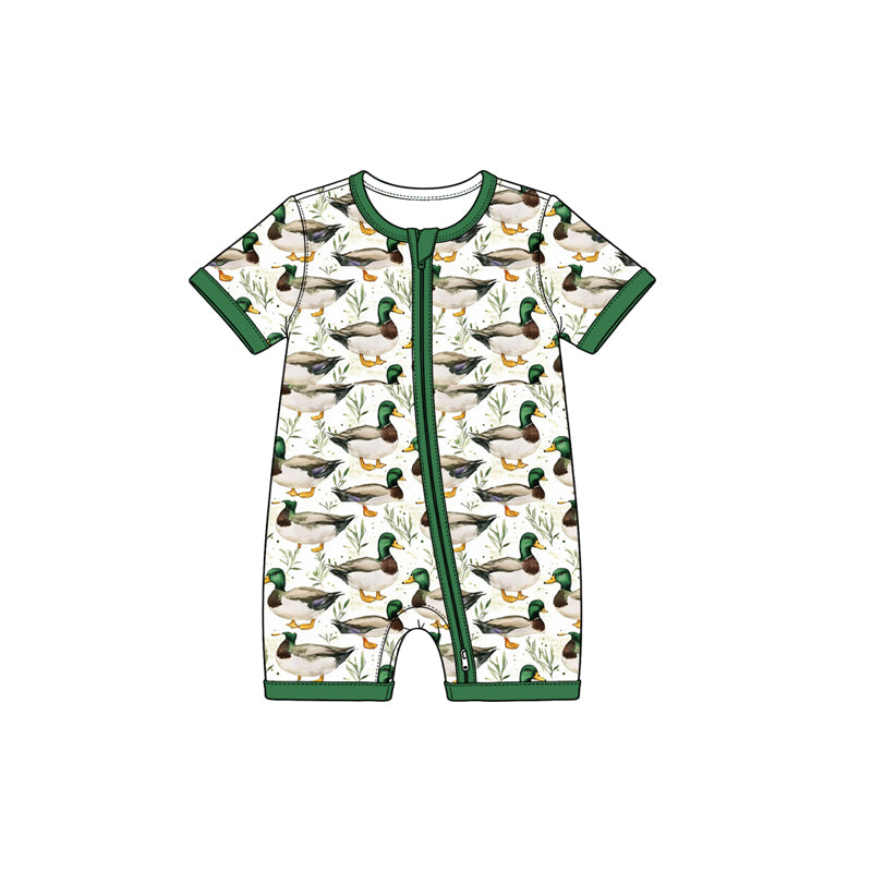 Preorder MOQ 5 pcs SR4363 Mallard Ducks Baby Sleepers Romper