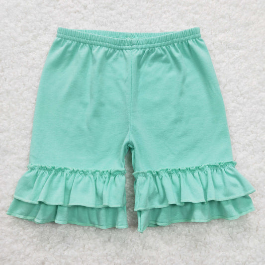 SS0180 Light Green Ruffled Girls Shorts RTS 202507