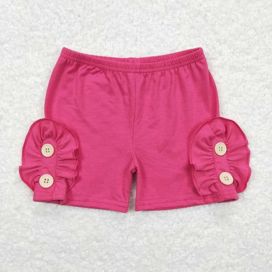 SS0186 Rose Red Ruffled Button Girls Shorts RTS 202508