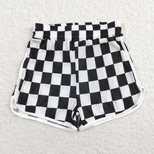 SS0209 Black White Plaid Girls Shorts RTS 202508