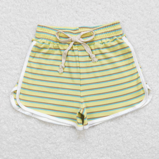 SS0245 Yellow Green Stripe Girls Shorts RTS 202508