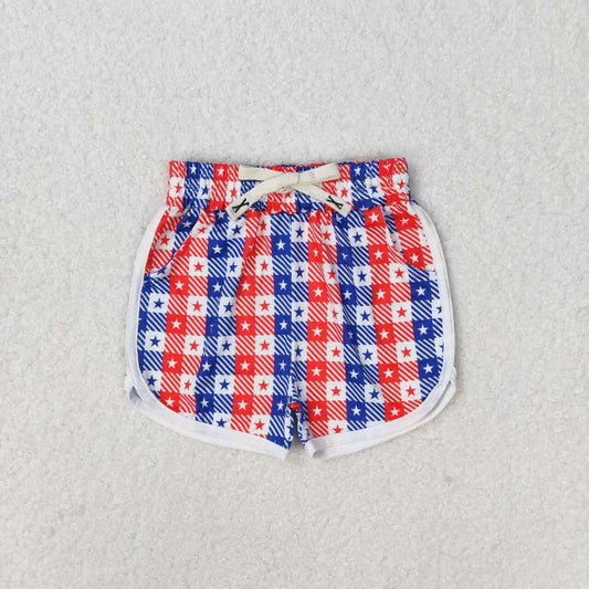SS0253 National Day Stars Red and Blue striped white shorts high quality children boutique clothing