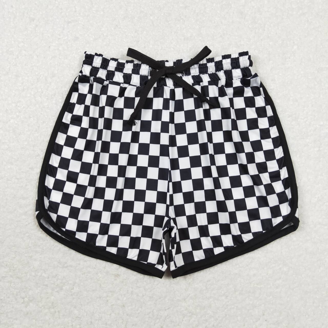 SS0279 Adult black and white plaid shorts high quality wholesale children clothing boy sets