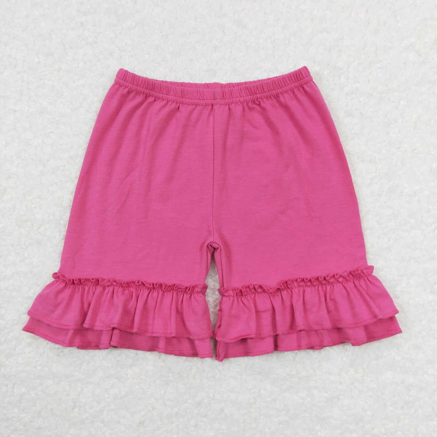 SS0281 girls boutique pure rose red ruffle shorts 20240402 RTS