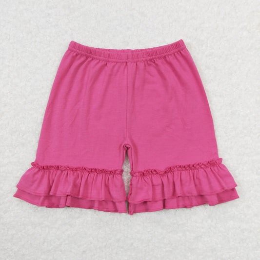 SS0281 girls boutique pure rose red ruffle shorts 20240402 RTS