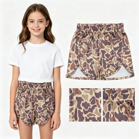SS0373 Camo light brown shorts for girls 202604 RTS