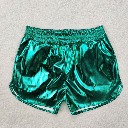 SS0410 Vintage  glittery green Shorts girls boutique outfit RTS 202501
