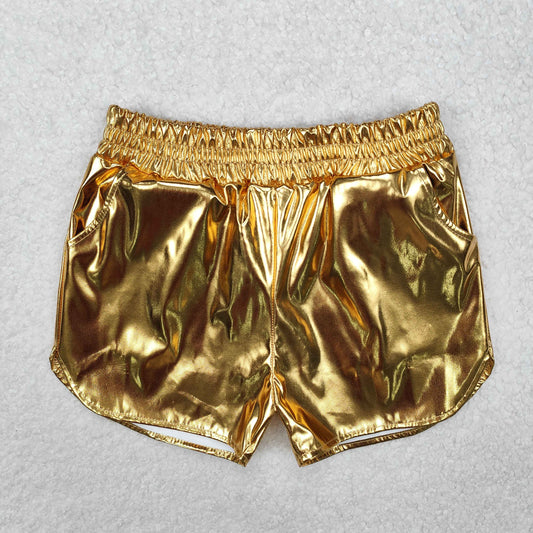 SS0417 Vintage  glittery golden Shorts girl boutique outfit RTS 202501
