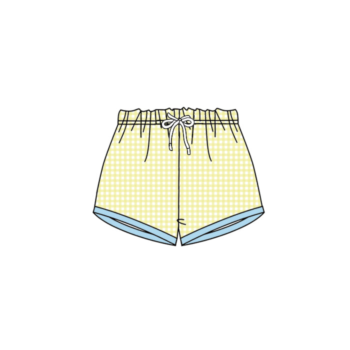Preorder SS0458 Yellow Blue Plaid Shorts boutique girls outfit RTS 202502
