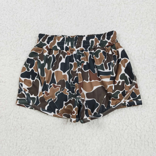 SS0465 Brown Green Camo Yoga Shorts Girls boutique outfit 202505 RTS