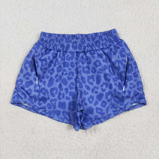 SS0466 Purple Blue Leopard Yoga Shorts Girls boutique outfit 202505 RTS
