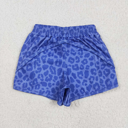 SS0466 Purple Blue Leopard Yoga Shorts Girls boutique outfit 202505 RTS