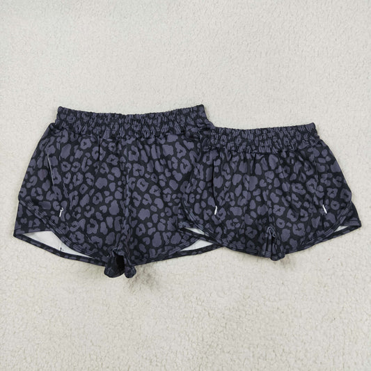 SS0471 Adult female Grey black  Leopard yoga shorts 202505 RTS