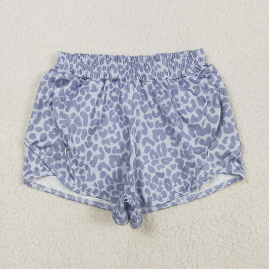 SS0468 Adult female grey leopard yoga shorts 202505 RTS