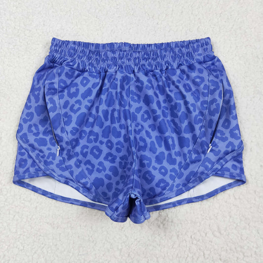 SS0470 Adult female Blue Purple Leopard yoga shorts 202505 RTS