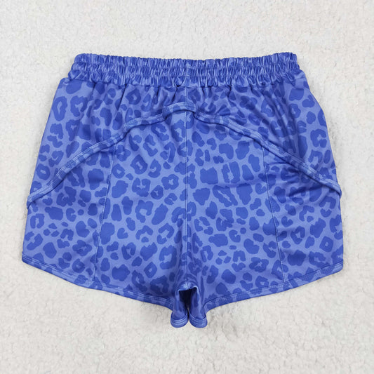 SS0470 Adult female Blue Purple Leopard yoga shorts 202505 RTS