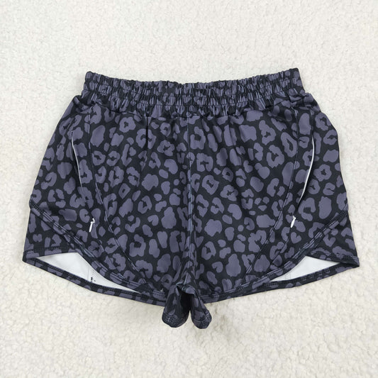 SS0471 Adult female Grey black  Leopard yoga shorts 202505 RTS