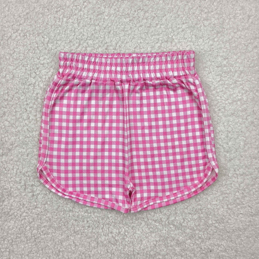 SS0472 Pink Plaid Shorts Girls boutique outfit 202504 RTS