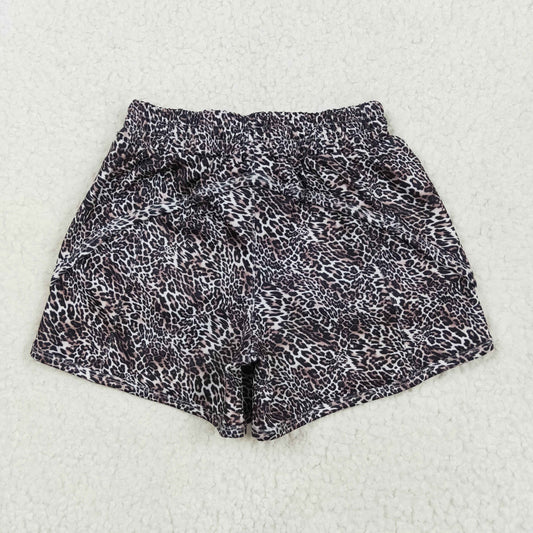 SS0480 Brown Leopard Yoga Shorts Girls boutique outfit 202505 RTS