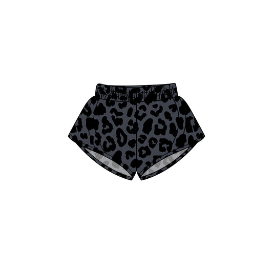 preorder SS0482 Black and Gray Leopard Yoga Shorts Girls boutique outfit 202503
