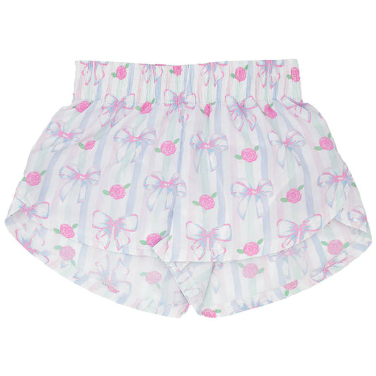 preorder SS0485 White Pink Flower Bows Striped Shorts Girls boutique outfit 202503