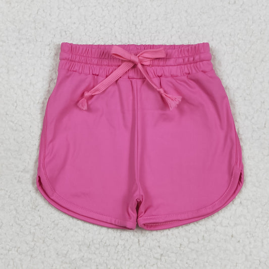 SS0503 Pure Rose Red Yoga Drawstring Shorts Girls boutique outfit 202505 RTS