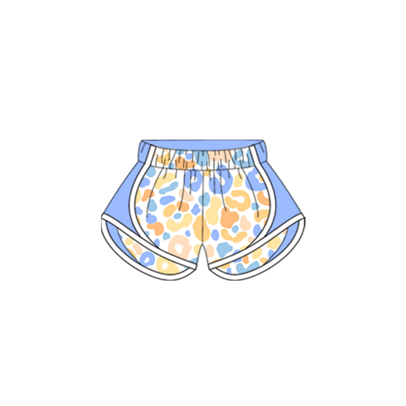 preorder SS0527 Blue Yellow Leopard Shorts Girls boutique outfit 202503