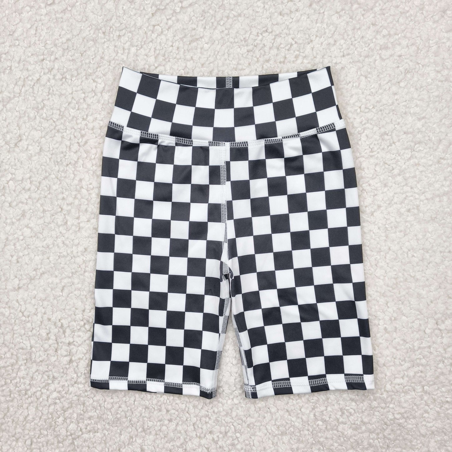 SS0537 Black White Plaid Cycling Pants Shorts Girls boutique outfit 202504 RTS