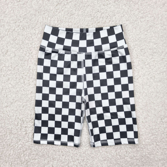 SS0537 Black White Plaid Cycling Pants Shorts Girls boutique outfit 202504 RTS