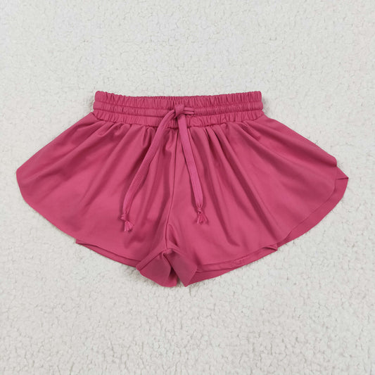 SS0545 Pure Rose Red Yoga Shorts Girls boutique outfit 202505 RTS