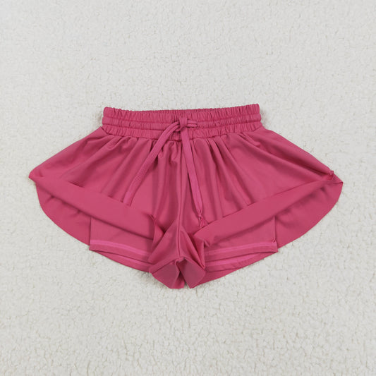 SS0545 Pure Rose Red Yoga Shorts Girls boutique outfit 202505 RTS