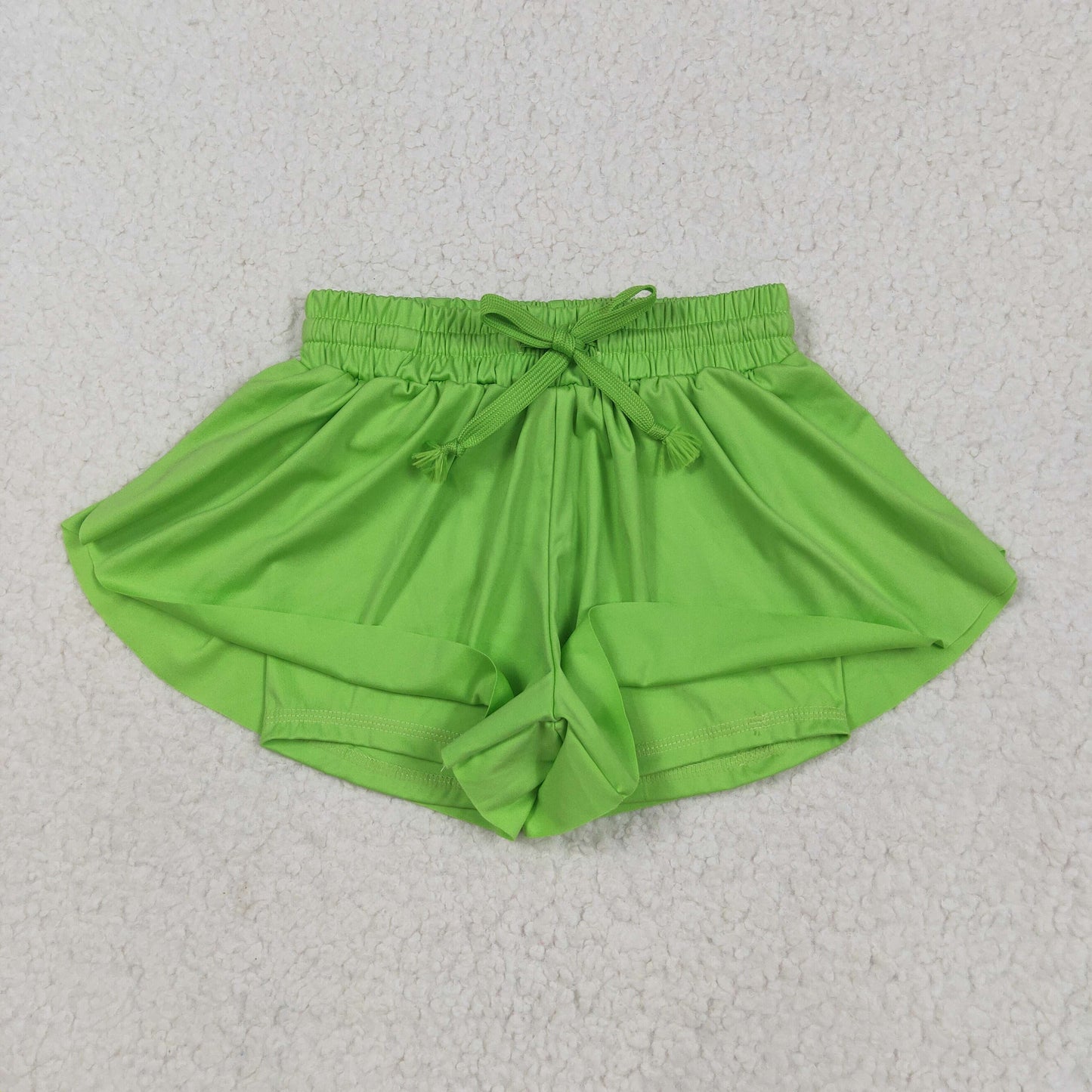 SS0548 Pure Green Yoga Shorts Girls boutique outfit 202505 RTS