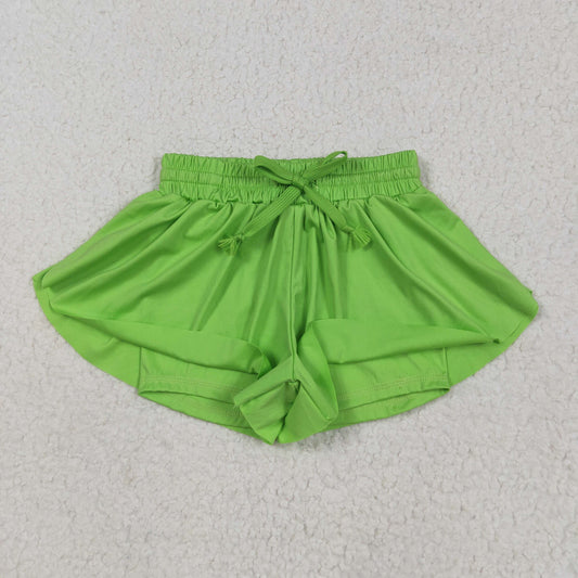 SS0548 Pure Green Yoga Shorts Girls boutique outfit 202505 RTS