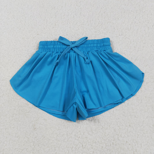 SS0549 Pure Blue Yoga Double Layer Shorts Girls boutique outfit 202505 RTS