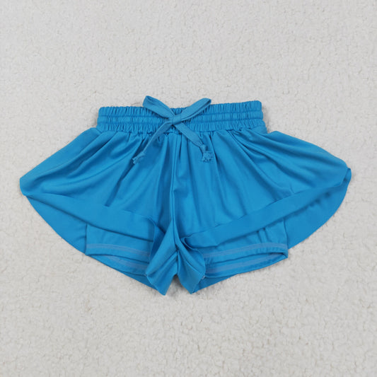 SS0549 Pure Blue Yoga Double Layer Shorts Girls boutique outfit 202505 RTS
