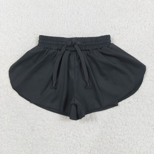 SS0551 Pure Black Yoga Shorts Girls boutique outfit 202505 RTS
