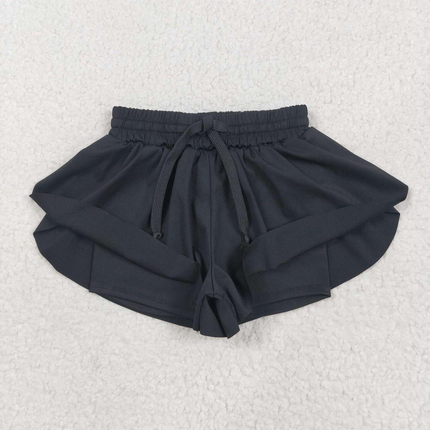SS0551 Pure Black Yoga Shorts Girls boutique outfit 202505 RTS