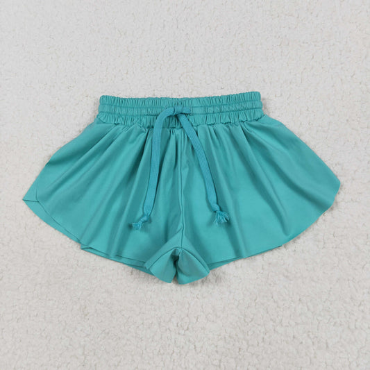 SS0553 Pure Blue Green Yoga Shorts Girls boutique outfit 202505 RTS