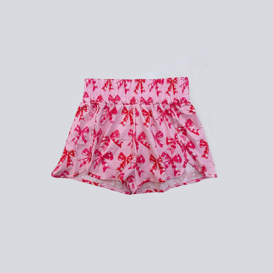preorder SS0567 Girls Boutique Pink Bows Yoga Shorts  202503
